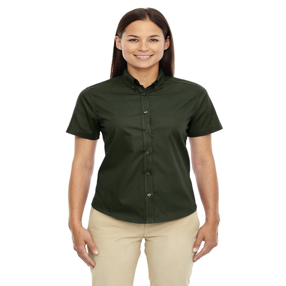 North End Optimum Women's 630 Forest Green Twill Short-Sleeve Dress Shirt XXL