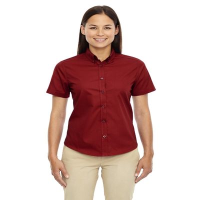 Ash City - Core 365 Ladies' Optimum Short-Sleeve Twill Shirt XL CLASSIC RED