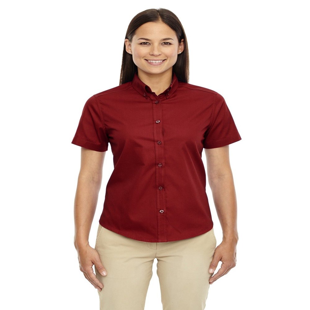 Ash City - Core 365 Ladies' Optimum Short-Sleeve Twill Shirt XL CLASSIC RED