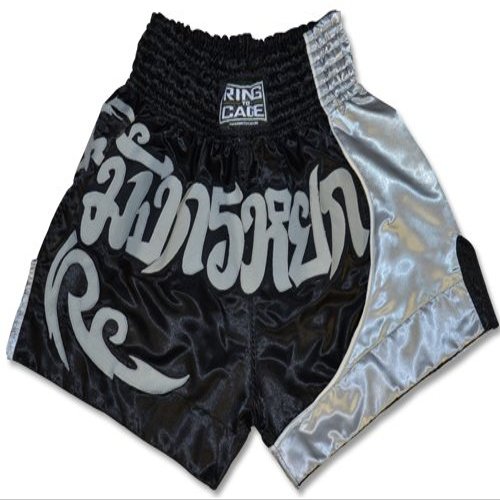 Muay Thai Shorts (Small) Black/Silver