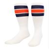 TCK Retro 3 Stripe Tube Socks (Navy/Orange, Large) view 1
