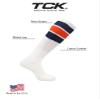 TCK Retro 3 Stripe Tube Socks (Navy/Orange, Large) view 4