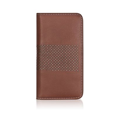 AYANO Infinity Dots - Brown Leather Flip Case with (White) Dots for iPhone 5/5s with Magic Tape - inf-dt-bww-fc-ip