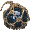 5 Inch Dia Blue Nautical Glass Japanese Fishing Float in Brown Net Hanging Decoration view 1