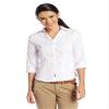 Lee Uniforms Juniors 3/4 Sleeve Stretch Poplin Blouse, White, Small view 1