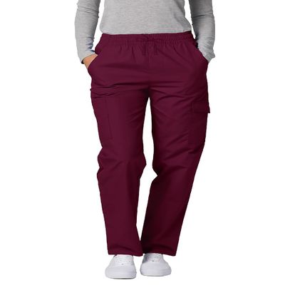 Adar Uniforms, Universal Scrubs for Women - Tapered Cargo Scrub Pants - 506 - Burgundy - L