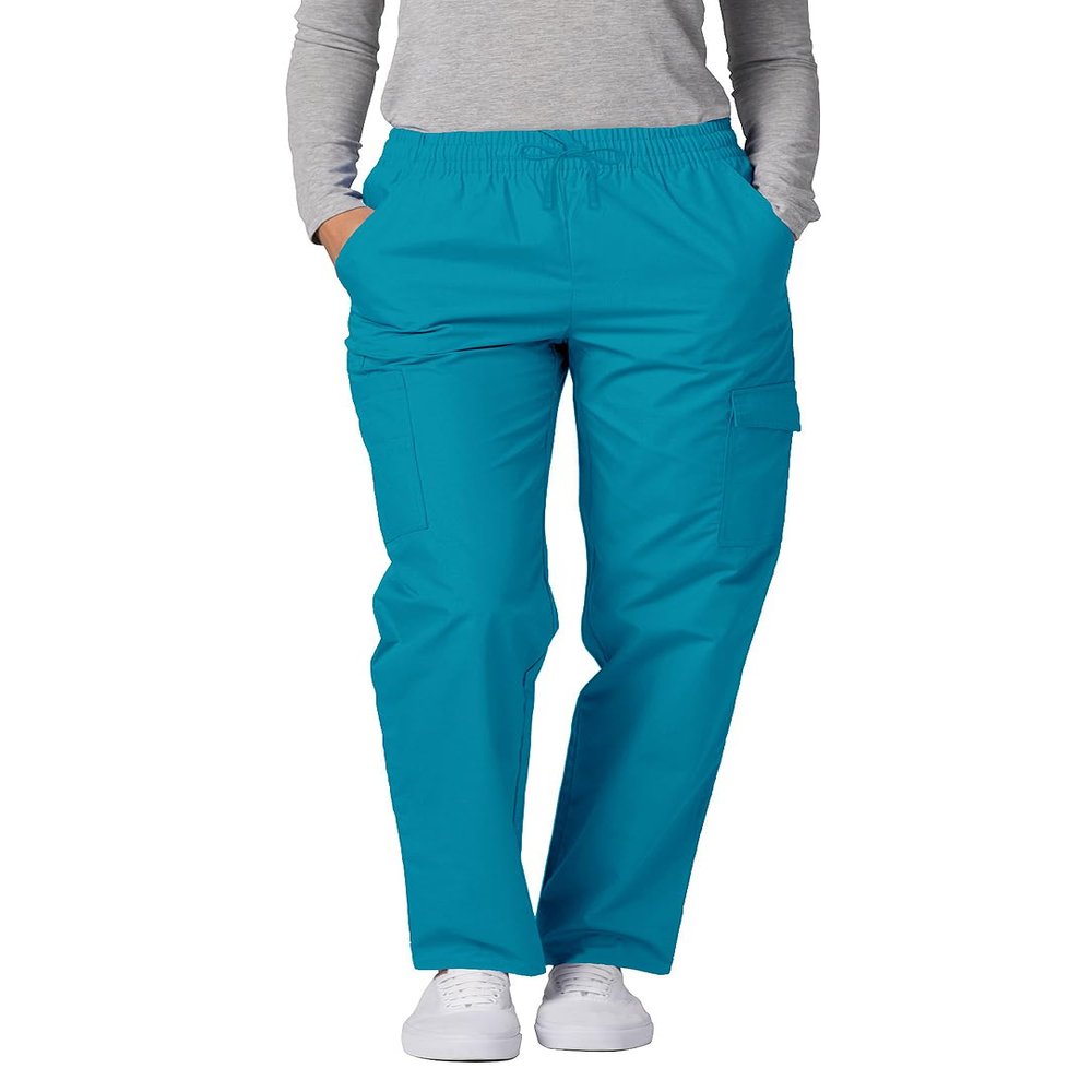 Adar Universal Scrubs for Women - Tapered Cargo Scrub Pants - 506 - Teal Blue - XXS