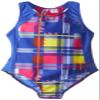 Big Chill Little Girls' Plaid Racerback One Piece Swimsuit, Blue, 6x view 1