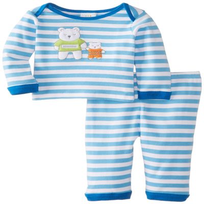 Absorba Baby-Boys Newborn Layette Loungewear 2 Piece Pant Set, Blue Stripes, 0-3 Months