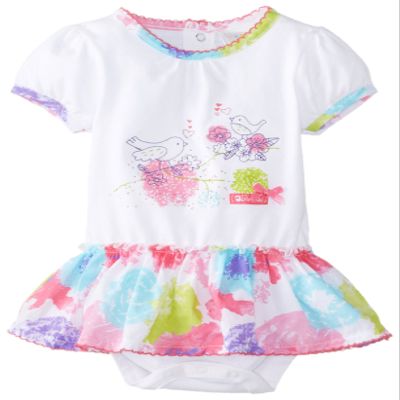 Absorba Baby-Girls Newborn Jardin Playette Skirted Tutu, White/Print, 6-9 Months