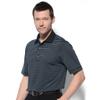 Monterey Club Men's One-up Stripe Texture Polo Shirt #1656 (Black/Malibu Blue, Large) view 1