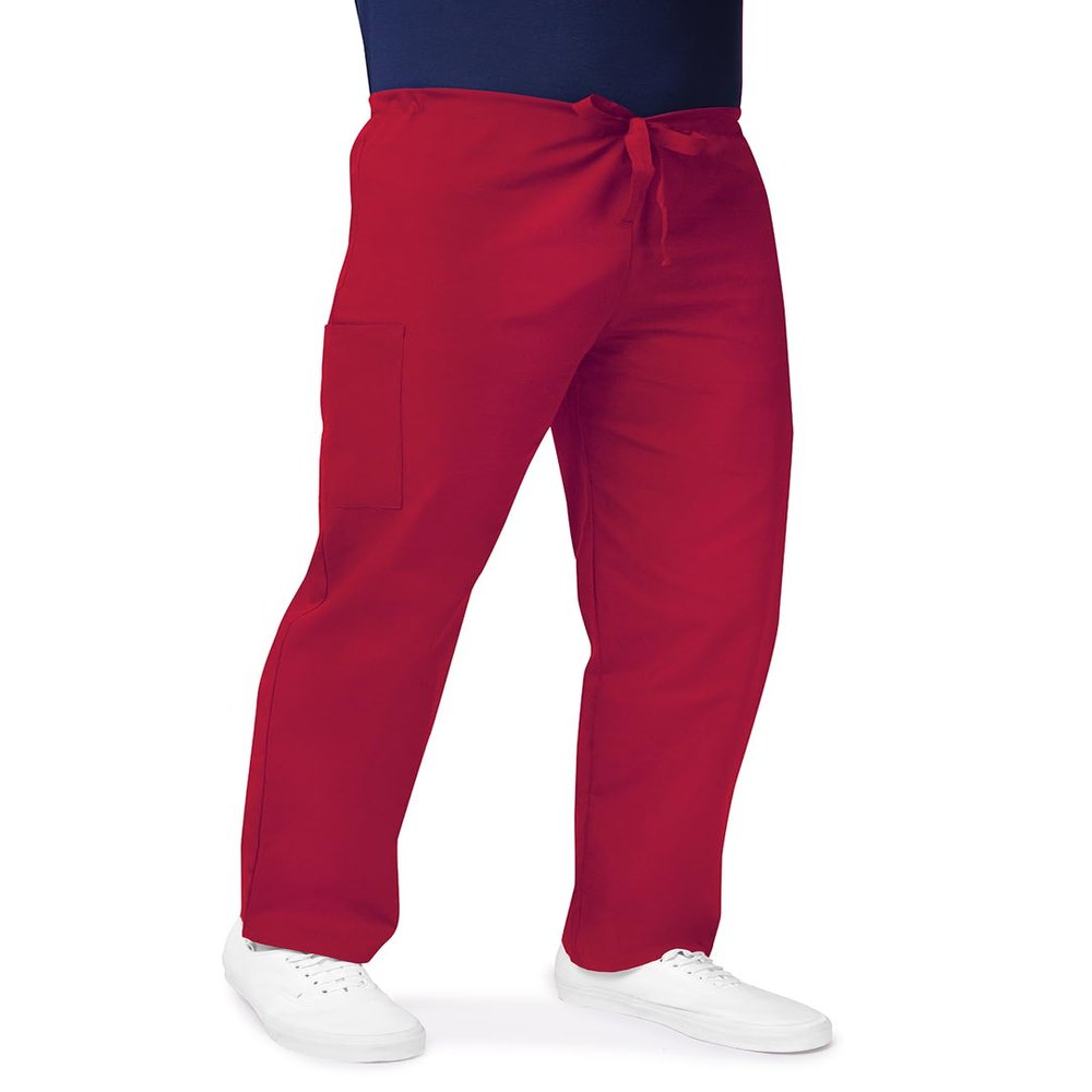 Adar Uniforms, Universal Unisex Scrubs - Drawstring Tapered Leg Scrub Pants - 504 - Red - XL