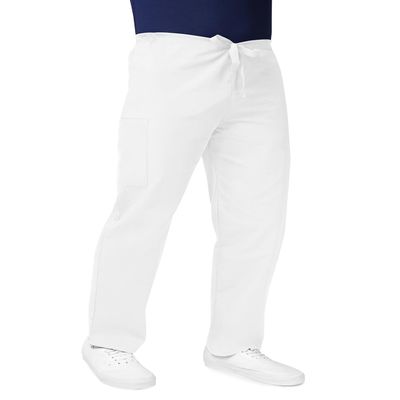 Adar Universal Unisex Scrubs - Drawstring Tapered Leg Scrub Pants - 504 - White - M