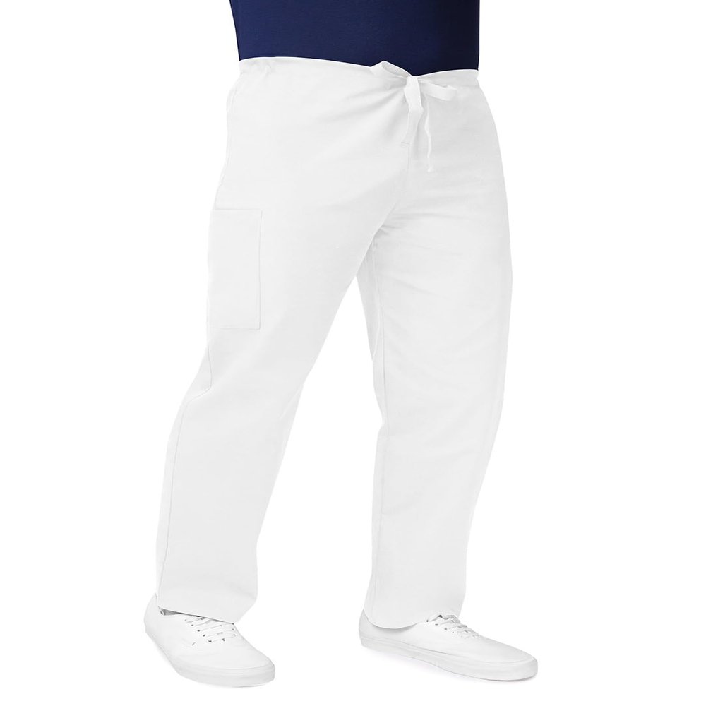 Adar Universal Unisex Scrubs - Drawstring Tapered Leg Scrub Pants - 504 - White - L