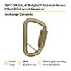 3M DBI-SALA Saflok 2000117 Carabiner, 11/16" Gate Opening Steel, with Self Closing Locking Gate, Yellow-Zinc view 2