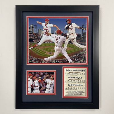 Legends Never Die St. Louis Cardinals | The Big 3 | Molina - Wainwright - Pujols | 12"x15" Framed Photo Collage