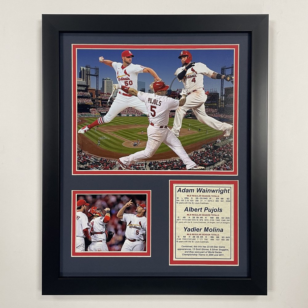 Legends Never Die St. Louis Cardinals | The Big 3 | Molina - Wainwright - Pujols | 12"x15" Framed Photo Collage