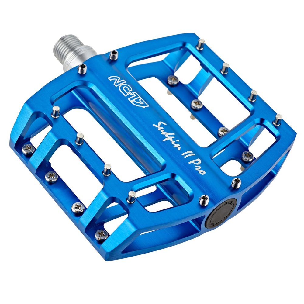 NC-17 Sudpin II Pro Aluminium Platform Pedals Cycling Pedals MTB/Mountain Bike/BMX Pedal Two Ball Bearings + Cr-Mo Axle/Includes Zpins, Pedalen Sudpin II Pro, Blue