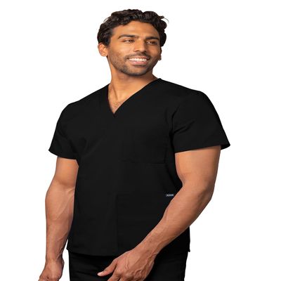 Adar Universal Unisex Scrubs - V-Neck Tunic Scrub Top - 601 - Black - 3X
