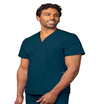 Adar Uniforms Universal Unisex Scrubs - V-Neck Tunic Top - 601 - Caribbean Blue - XL