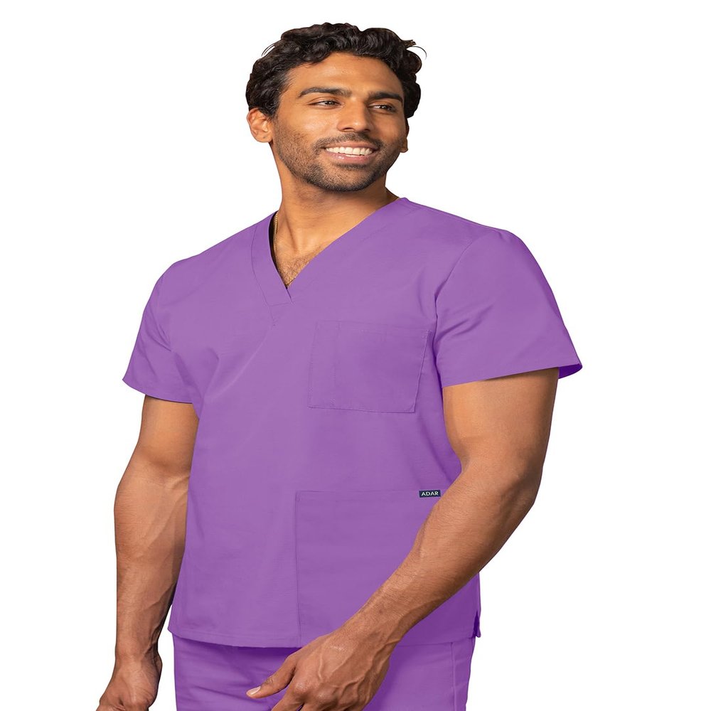 Adar Uniforms Universal Unisex Scrubs - V-Neck Tunic Top - 601 - Lavender - 2X