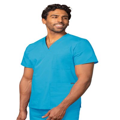 Adar Universal Unisex Scrubs - V-Neck Tunic Scrub Top - 601 - Turquoise - L
