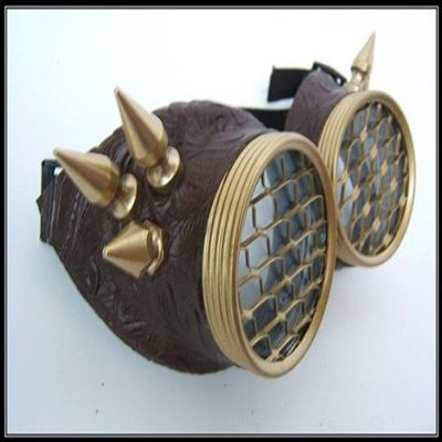 Steampunk goggles - honeycomb brass wing spikes
