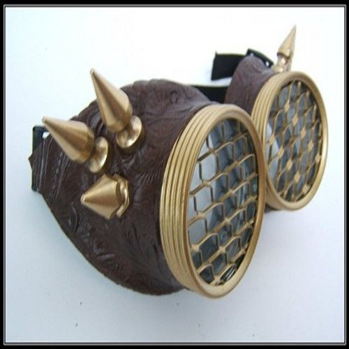 Steampunk goggles - honeycomb brass wing spikes