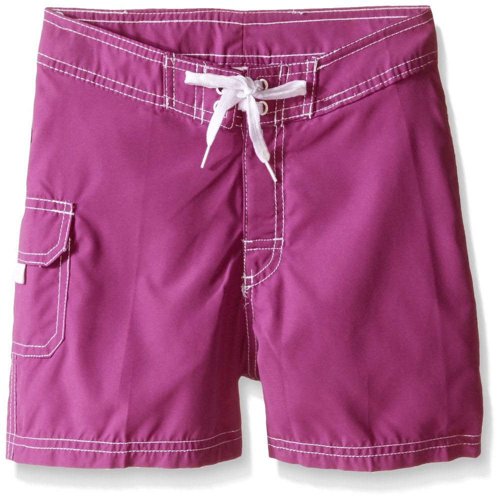 Kanu Surf Big Girls Sassy UPF 50+ Quick Dry Beach Coverup Boardshort, Sassy Purple Solid, Large (12/14)