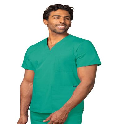 Adar Uniforms, Universal Unisex Scrubs - V-Neck Tunic Scrub Top - 601 - Surgical Green - L