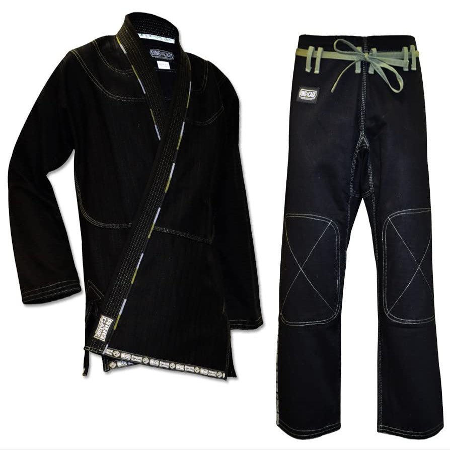 Ring to Cage ULTIMA Brazilian Jiu Jitsu Gi with 2 Pairs of Pants White, Blue or Black (Black, A4)