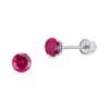 925 Sterling Silver Rhodium Plated 4mm Cubic Zirconia Stud Screwback Baby Girls Earrings view 1