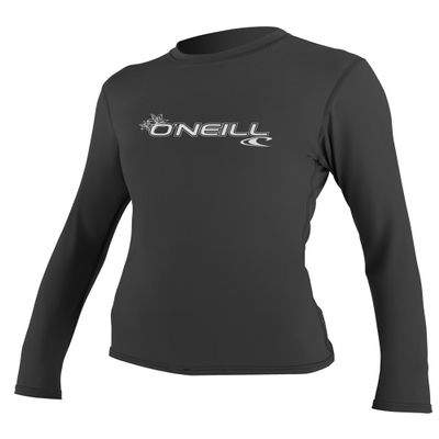 O'NEILL Womens Basic Skins Upf 50+ Long Sleeve Sun Shirt Rash Guards, Black, Large US