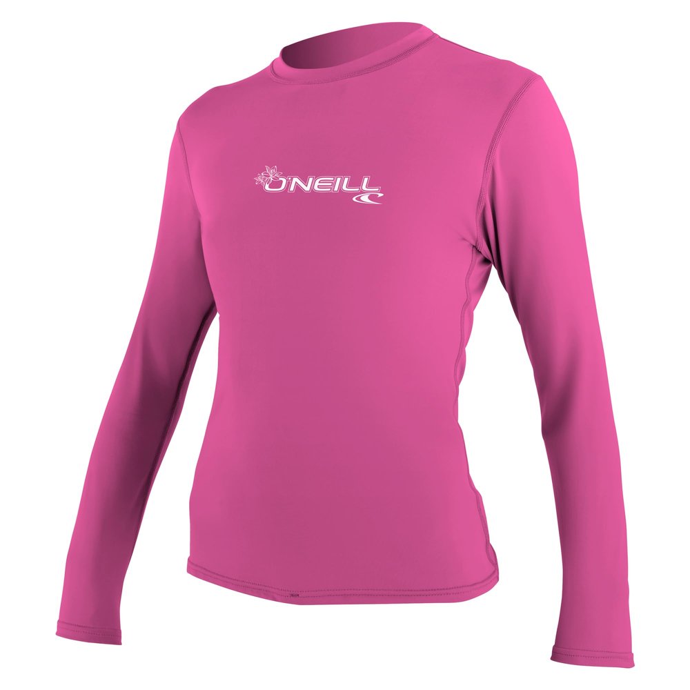 O'Neill UV Sun Protection Womens Basic Skins Long Sleeve Rash Tee Sun Rash Guard, Fox Pink, Large, Fox Pink, Large