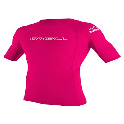 O'NEILL Unisex Child Youth Basic Skins 50+ Short Sleeve Sun Shirt Rash Guards, Watermelon, 6 US