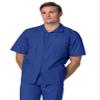 Adar Universal Scrubs for Men - Zippered Short Sleeved Scrub Jacket - 607 - Royal Blue - 3X view 1