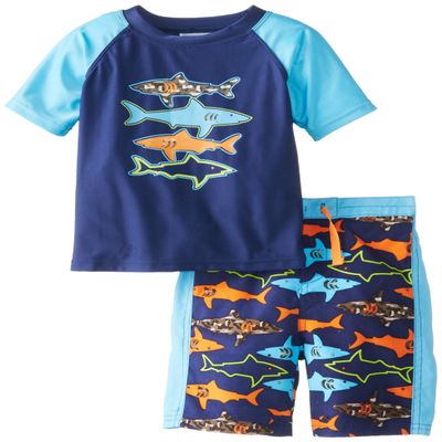 ABSORBA Baby-Boys Infant Shark Swim Set, Navy Print, 24 Months