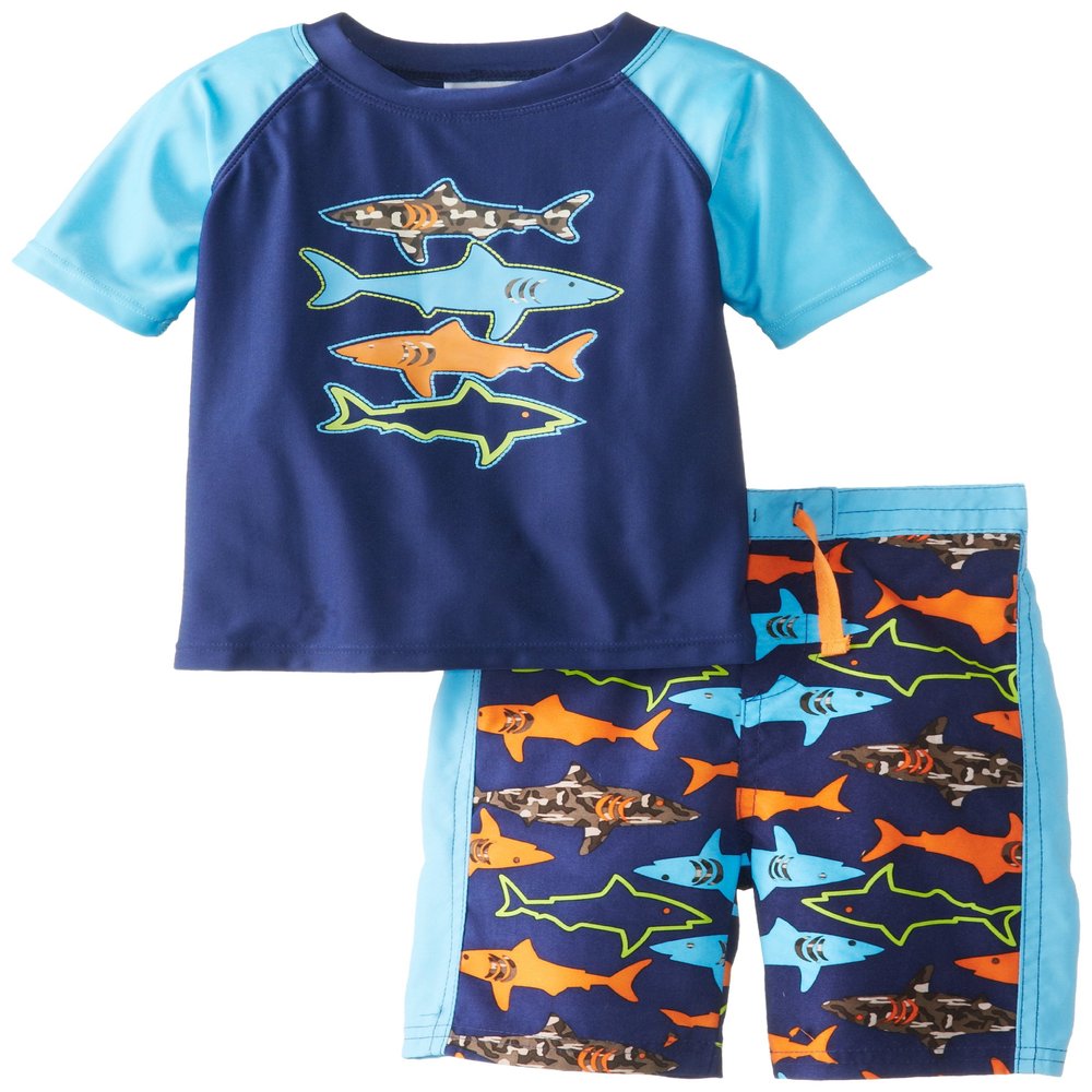 ABSORBA Baby-Boys Infant Shark Swim Set, Navy Print, 24 Months