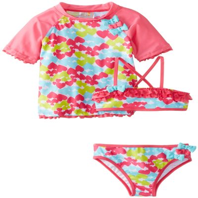 Absorba Baby-Girls Infant Multi Color Heart Swim Set, Printed, 18 Months