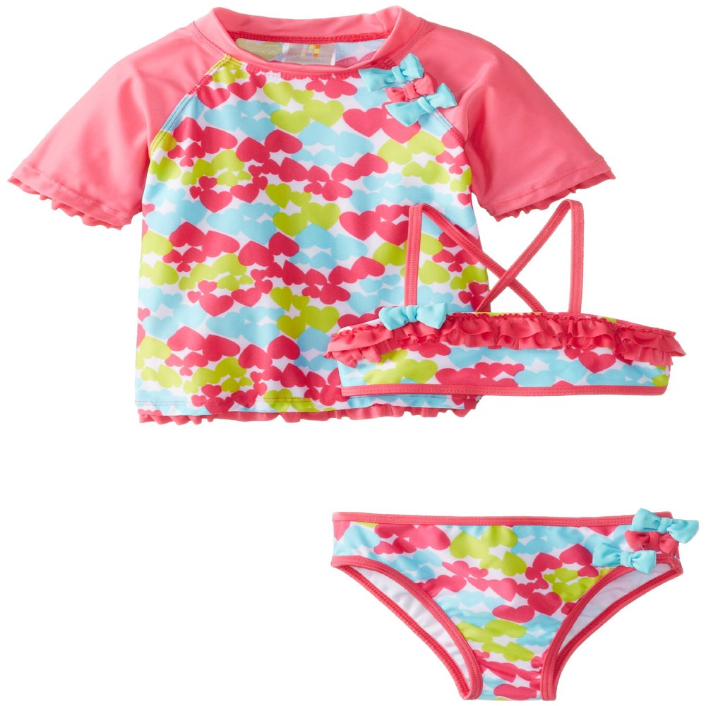 Absorba Baby-Girls Infant Multi Color Heart Swim Set, Printed, 18 Months