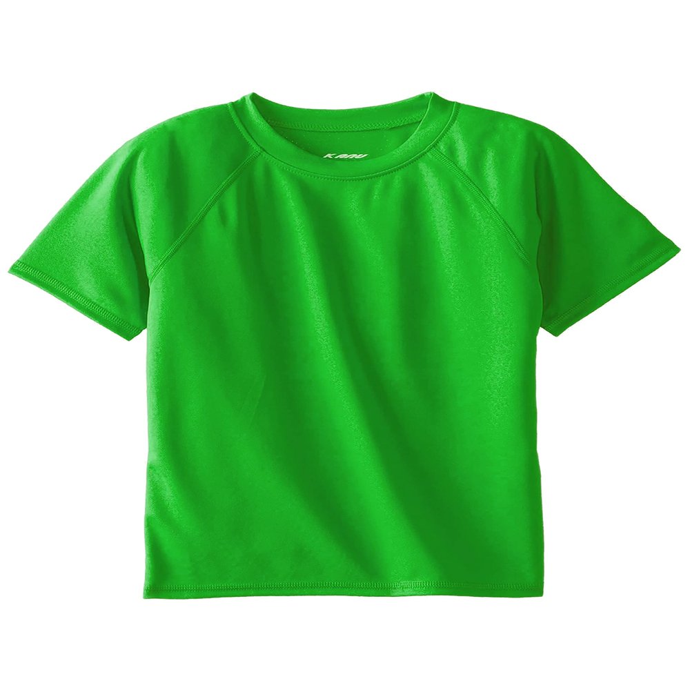 Kanu Surf Boys' Short Sleeve UPF 50+ Rashguard Swim Shirt, Solid Green, X-Large (14/16)