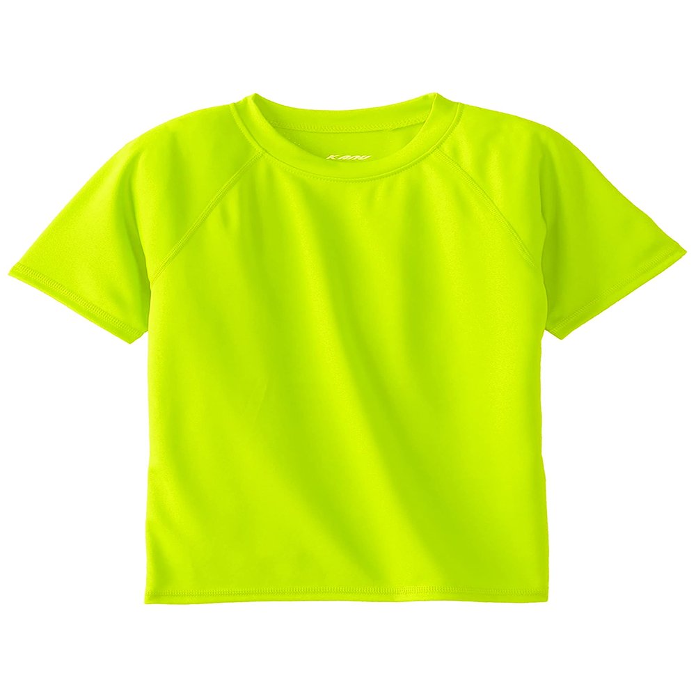 Kanu Surf Boys' Short Sleeve UPF 50+ Rashguard Swim Shirt, Solid Lime, Large (12)