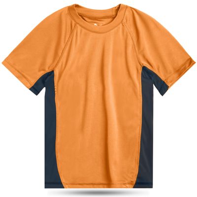 Kanu Surf Boys' Short Sleeve UPF 50+ Rashguard Swim Shirt, CB Orange, Small (8)