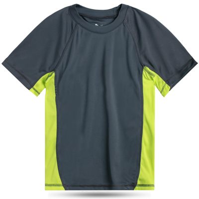Kanu Surf Boys' Short Sleeve UPF 50+ Rashguard Swim Shirt, CB Charcoal, Large (12)