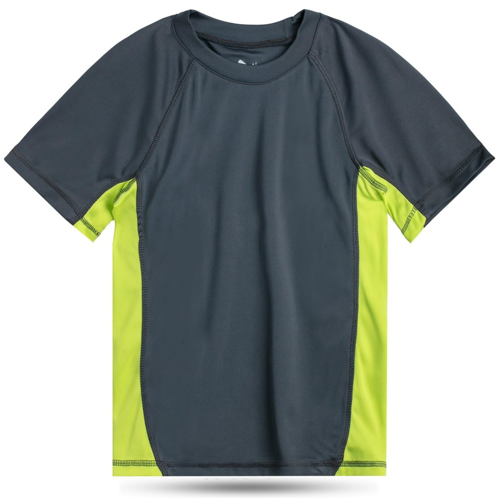 Kanu Surf Boys' Short Sleeve UPF 50+ Rashguard Swim Shirt, CB Charcoal, Large (12)