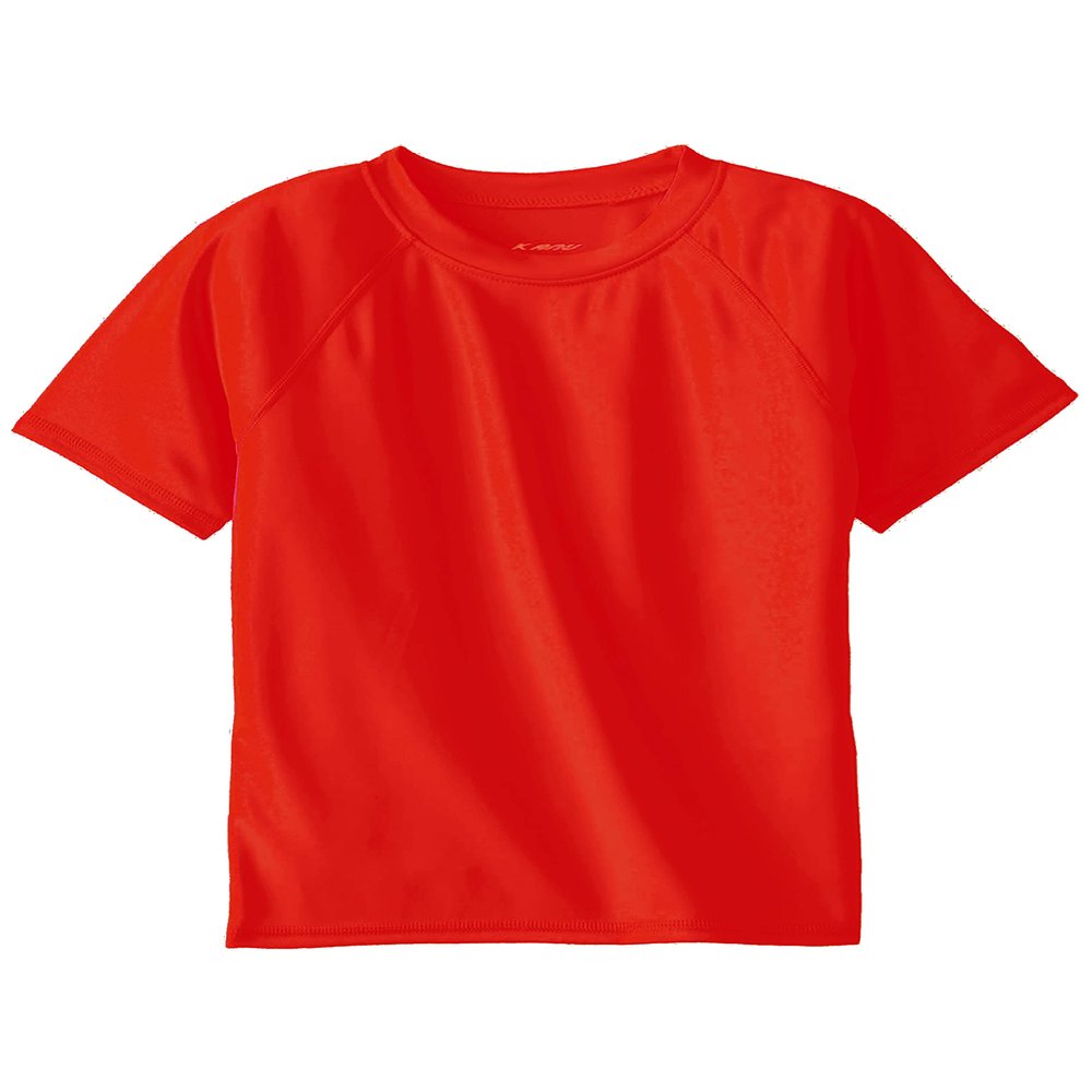 Kanu Surf Boys' Short Sleeve UPF 50+ Rashguard Swim Shirt, Solid Red, 4T