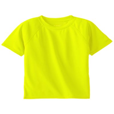 Kanu Surf Boys' Short Sleeve UPF 50+ Rashguard Swim Shirt, Solid Yellow, 4T