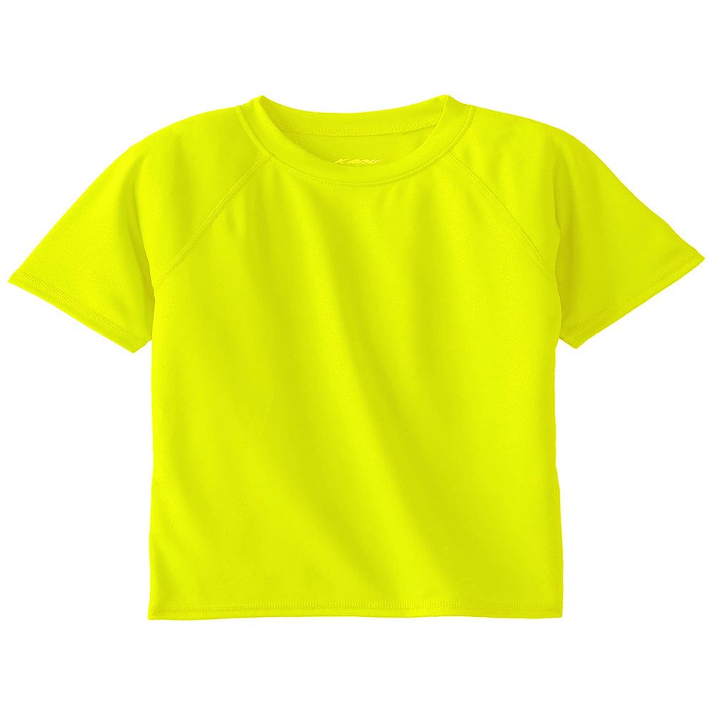 Kanu Surf Boys' Short Sleeve UPF 50+ Rashguard Swim Shirt, Solid Yellow, 4T