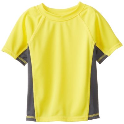 Kanu Surf Boys' Short Sleeve UPF 50+ Rashguard Swim Shirt, CB Yellow, 4T