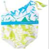 Big Chill Little Girls' Asymmetrical Shoulder One Piece Swimsuit, White, 6x view 1